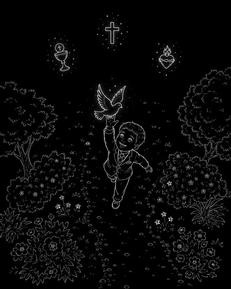 Ilustración lineal de Primera Comunión